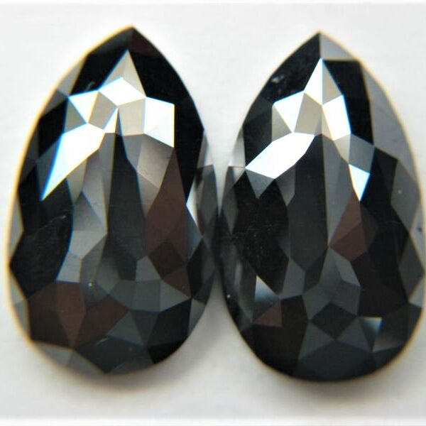 Pair of Black Pear Cut Diamonds (Enhanced)
