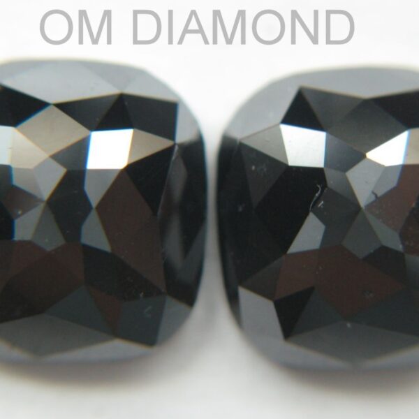 Pair of Black Cushion Cut Diamonds (Enhanced)