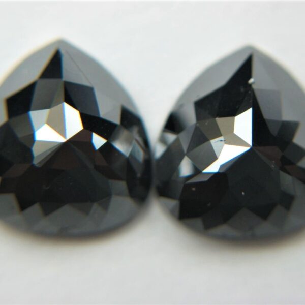 Pair of Black Pear Cut Diamonds (Enhanced)