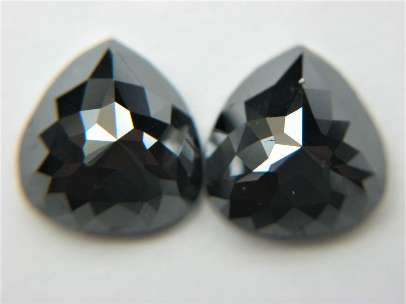 Pair of Black Pear Cut Diamonds (Enhanced)