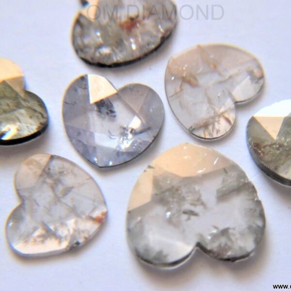 Natural Color Heart Shape Diamond Slices