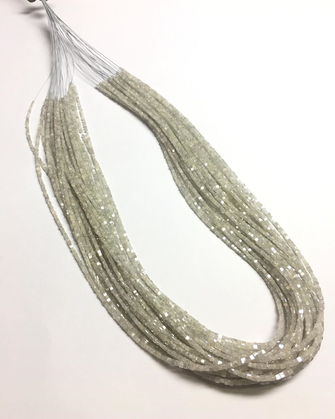 Natural Ice-Grey Cube Shape Diamond Beads