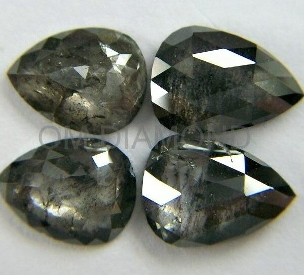 Pairs of Salt & Pepper Pear Cut Diamonds