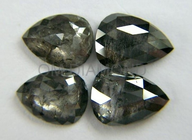 Pairs of Salt & Pepper Pear Cut Diamonds
