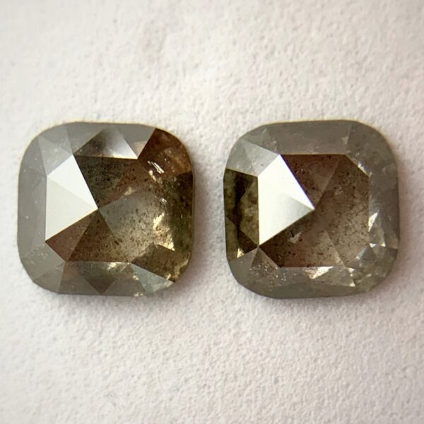 Pair of Cushion Cut Salt and Pepper Diamond