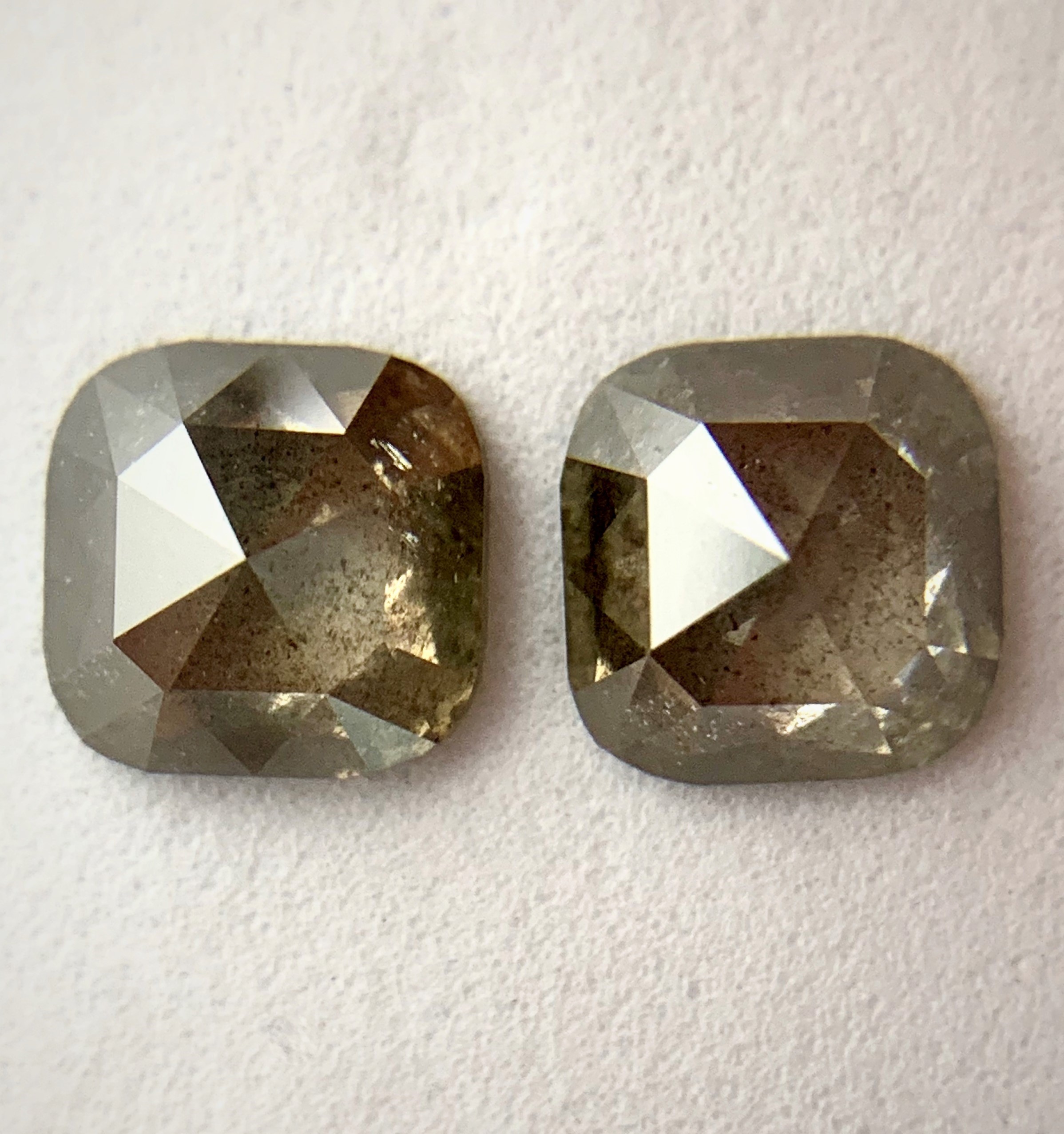 Pair of Cushion Cut Salt and Pepper Diamond