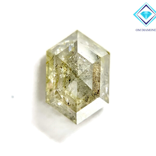 Elongated Hexagon Diamond with Greenish-Yellow Inclusions