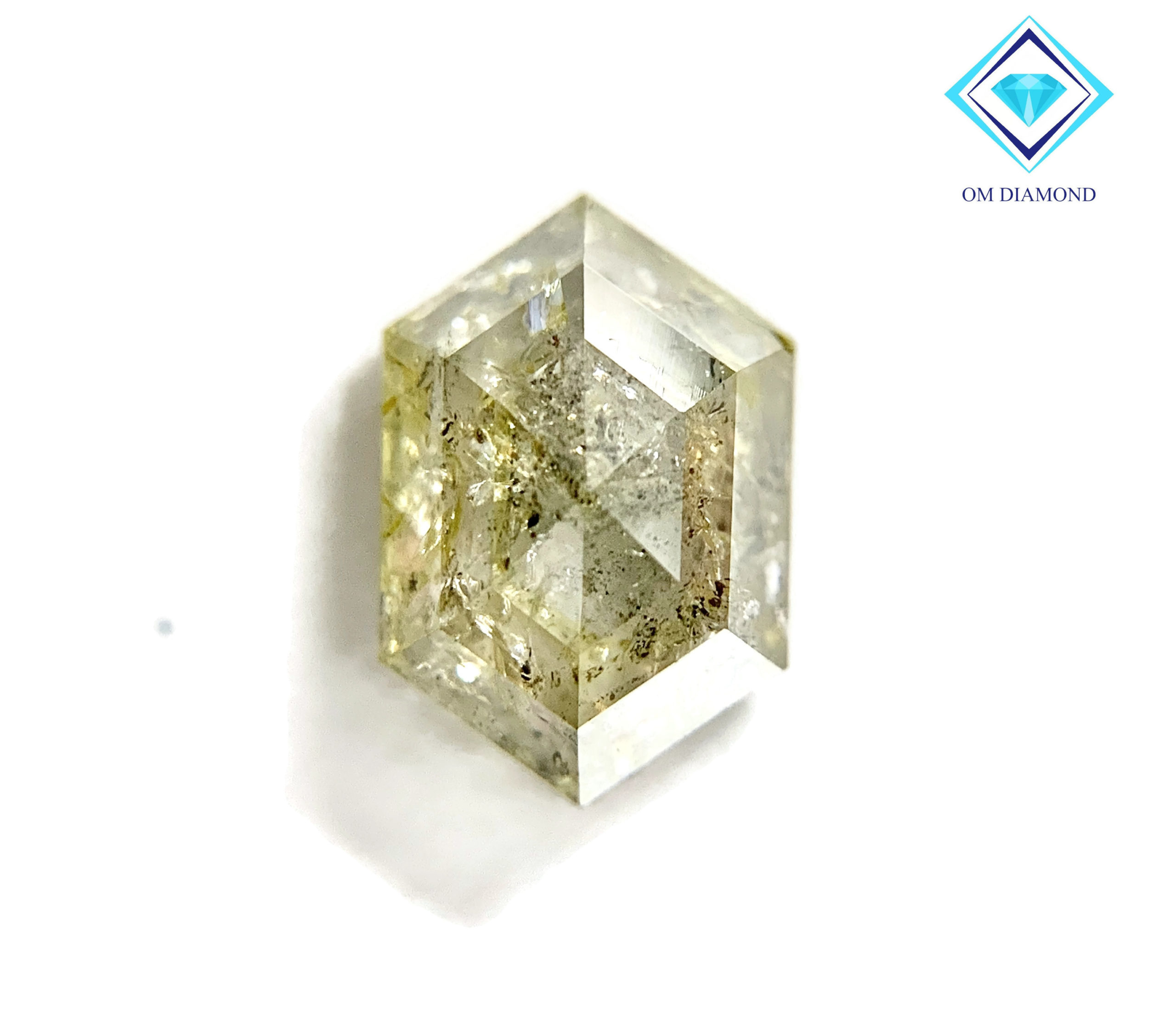Elongated Hexagon Diamond with Greenish-Yellow Inclusions