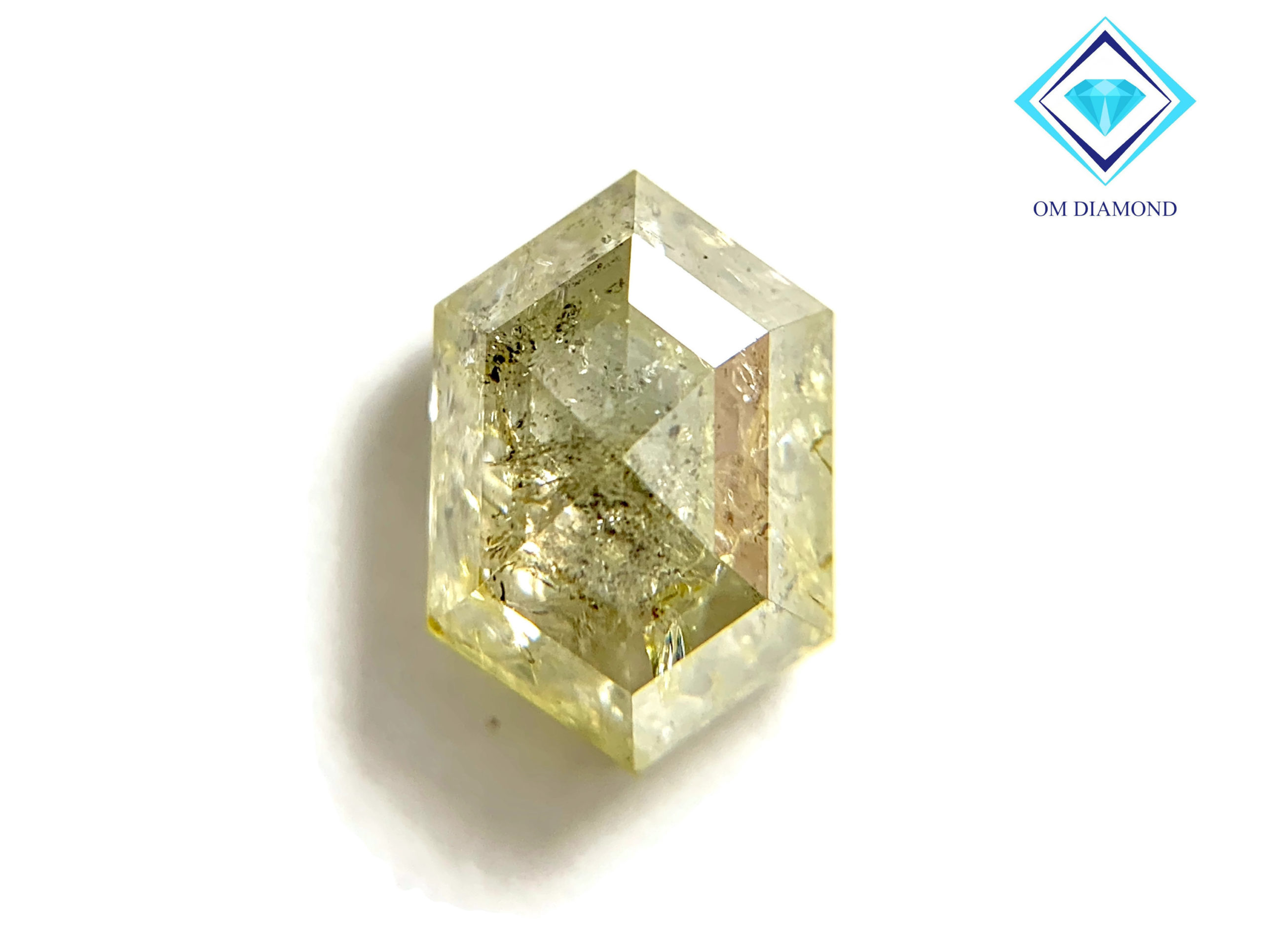 Elongated Hexagon Diamond with Greenish-Yellow Inclusions - Image 2