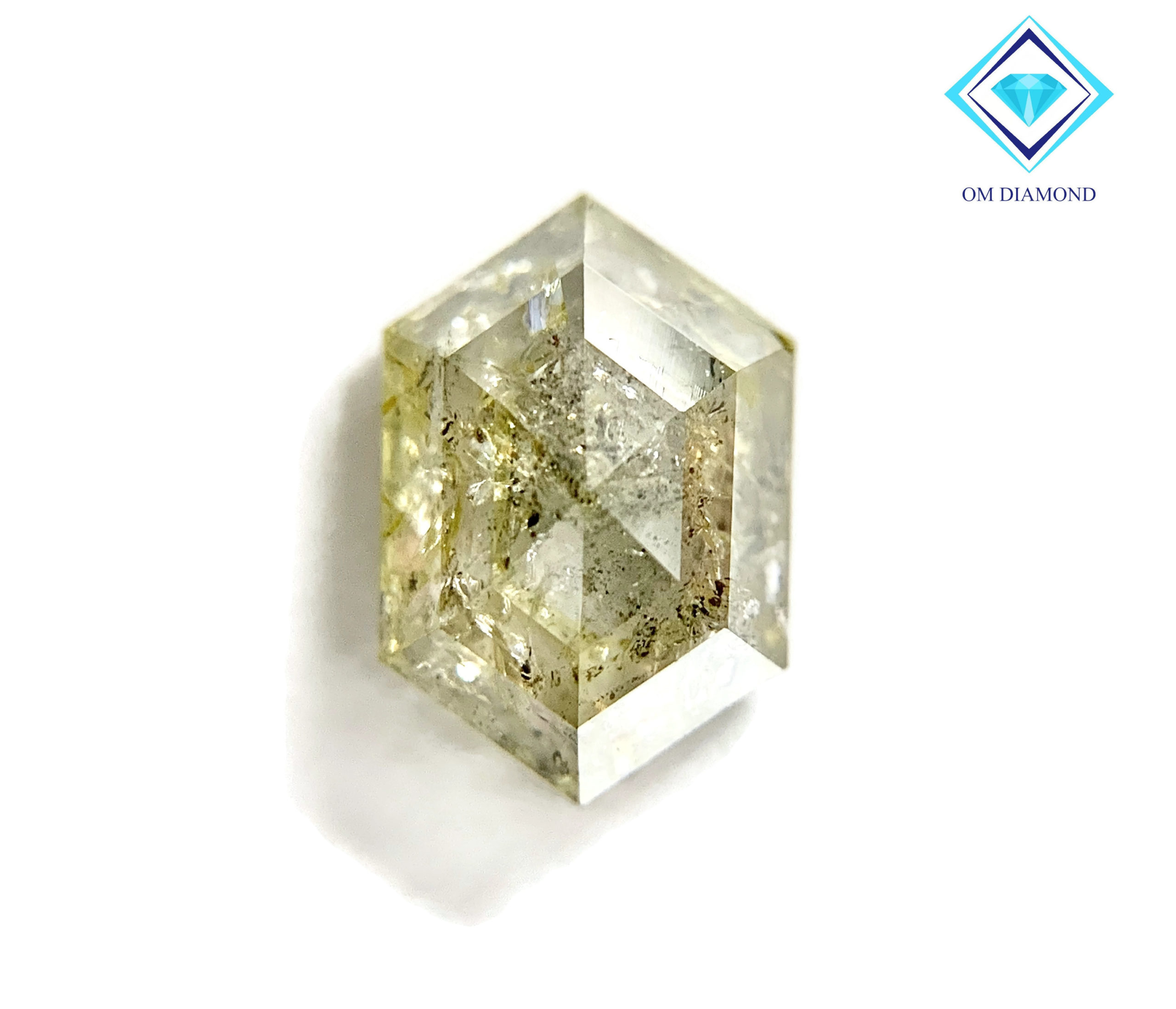 Elongated Hexagon Diamond with Greenish-Yellow Inclusions - Image 3