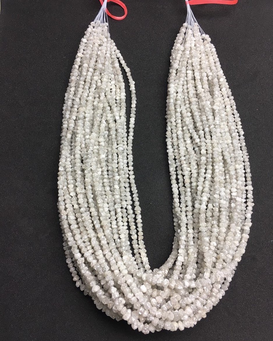 Silver-White Rough Diamond Beads