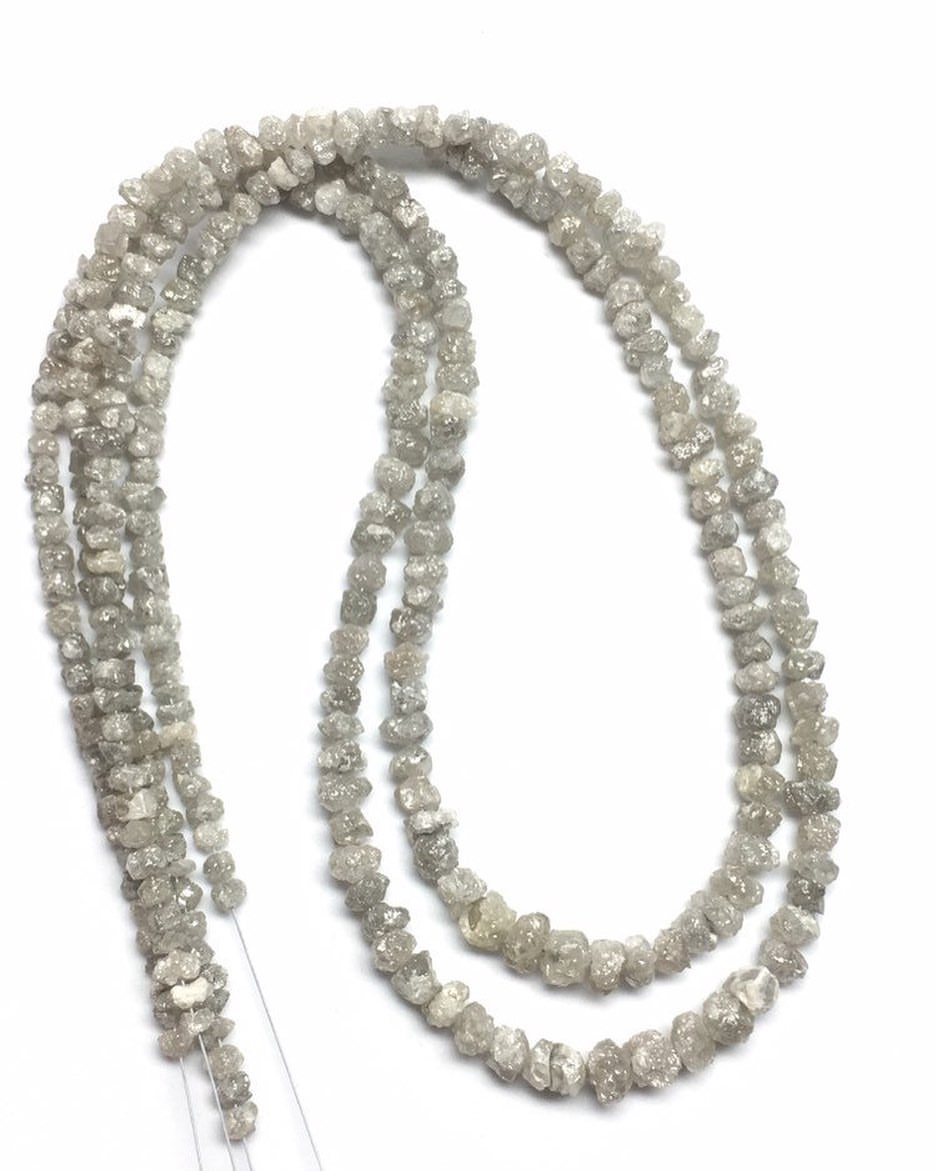 Silver-Grey Rough Diamond Beads