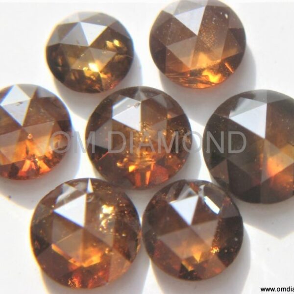Champagne Color Round Rose Cut Diamonds