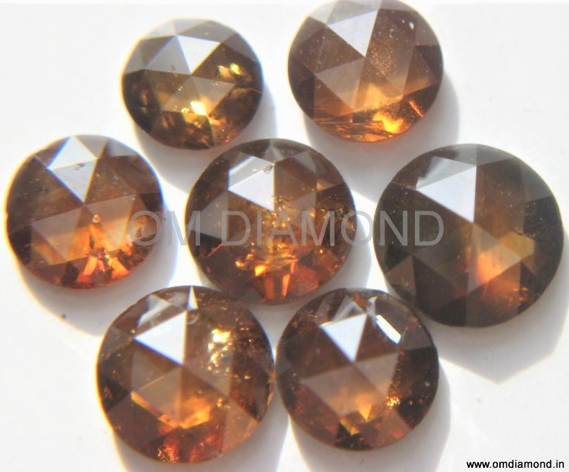 Champagne Color Round Rose Cut Diamonds