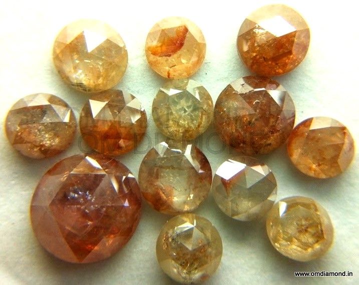 Natural Rustic Color Round Rose Cut Diamonds