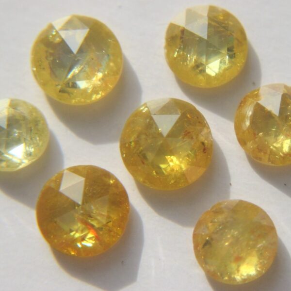 Natural Yellow Round Rose Cut Diamonds