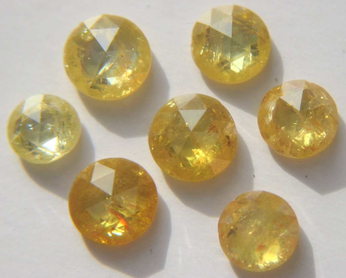 Natural Yellow Round Rose Cut Diamonds