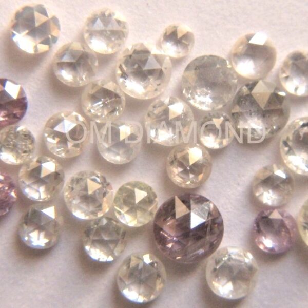 White Round Rose Cut Diamonds