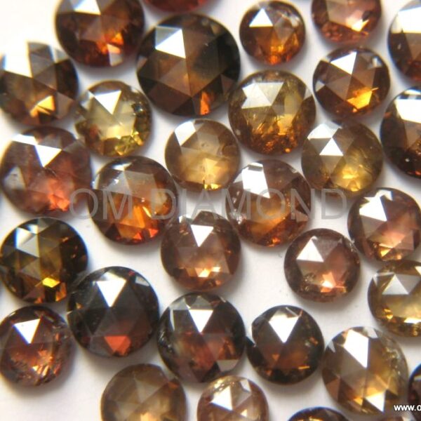 Champagne Color Small Round Rose Cut Diamonds