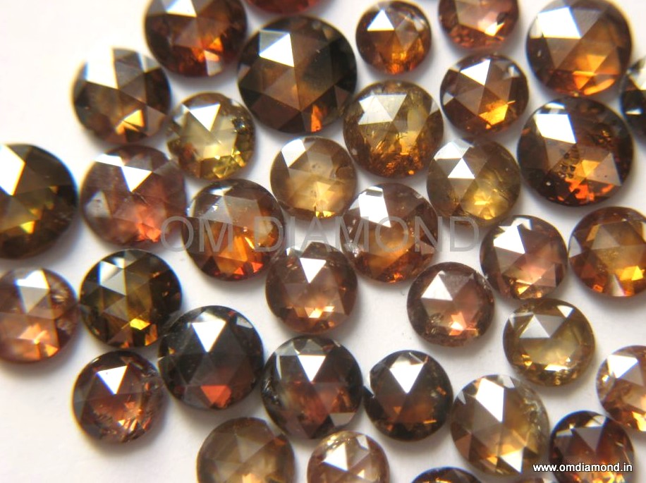 Champagne Color Small Round Rose Cut Diamonds