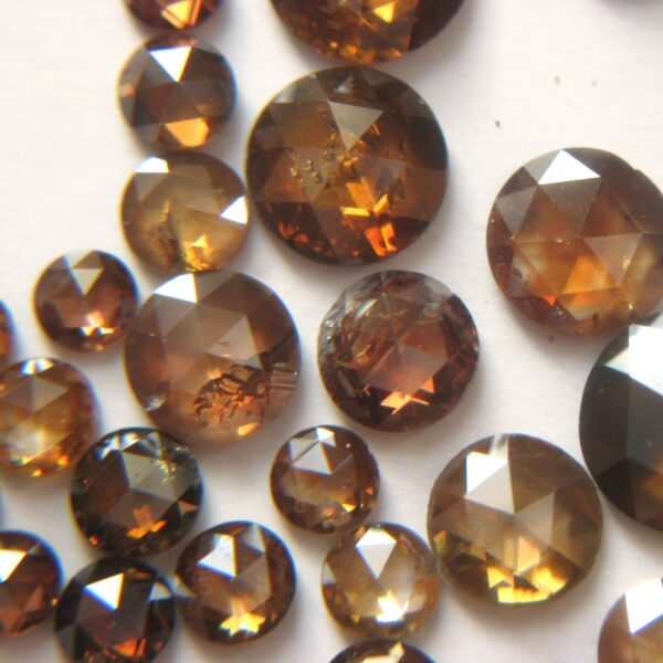 Champagne Color Round Rose Cut Diamonds