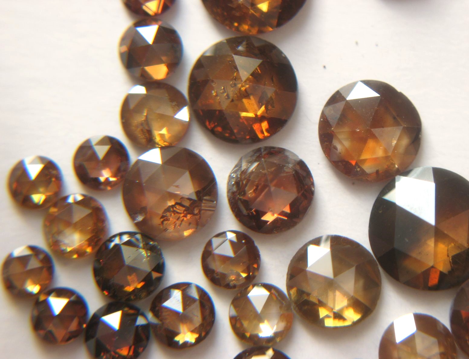 Champagne Color Round Rose Cut Diamonds