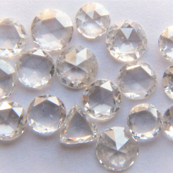 White Round Rose Cut Diamonds