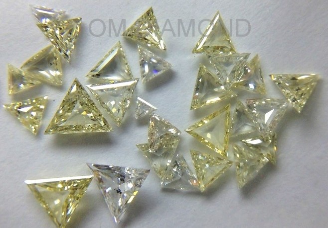 White & Yellow Triangle Shape Diamonds