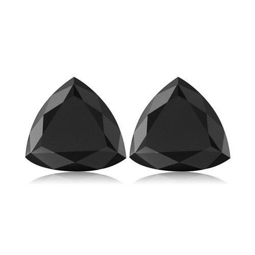 Pair of Black Trillion Cut Diamonds (Enhanced)