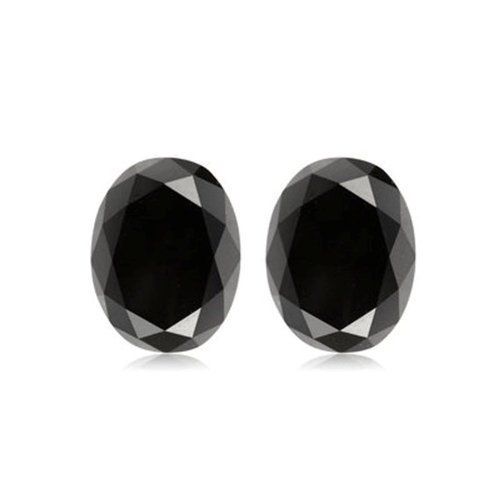 Pair of Black Oval Cut Diamonds (Enhanced)